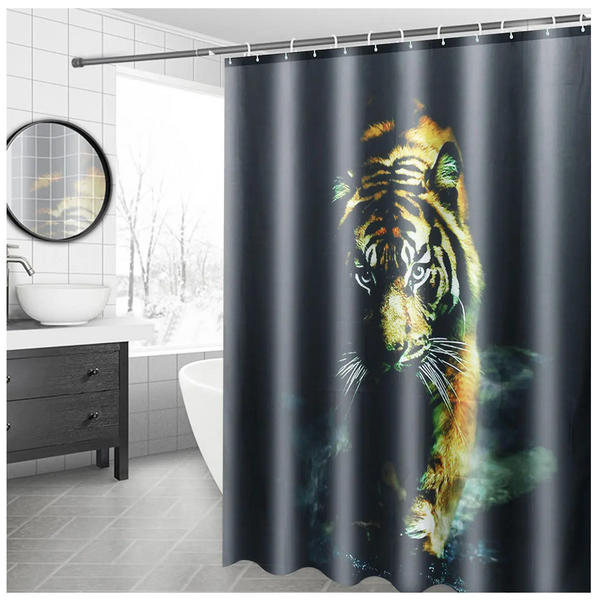 Wildlife Tiger Bathroom Decor Shower Curtain with Hooks