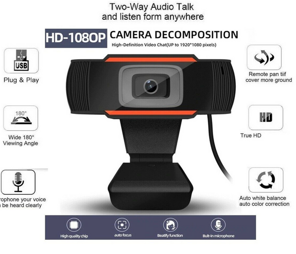 WebPR Webcam Auto Focus USB Laptop Desktop Web Camera With Microphone for Home School Work and Video