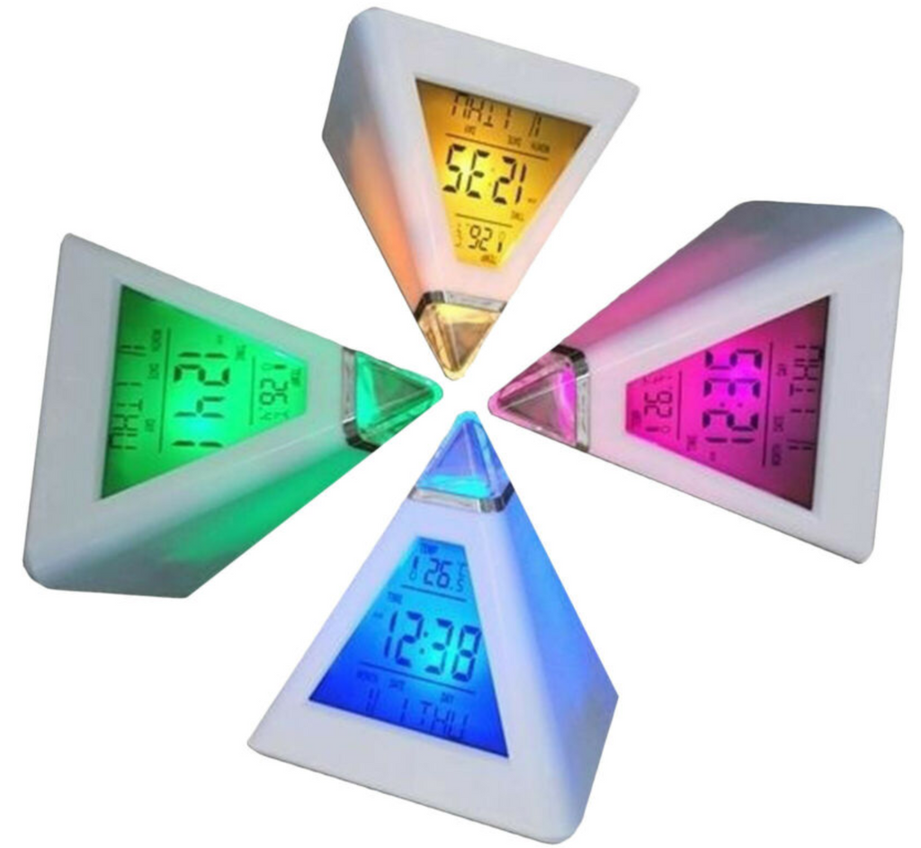 Mini LED Digital Pyramid Alarm Clock With Calendar and Thermometer