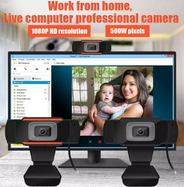 WebPR Webcam Auto Focus USB Laptop Desktop Web Camera With Microphone for Home School Work and Video