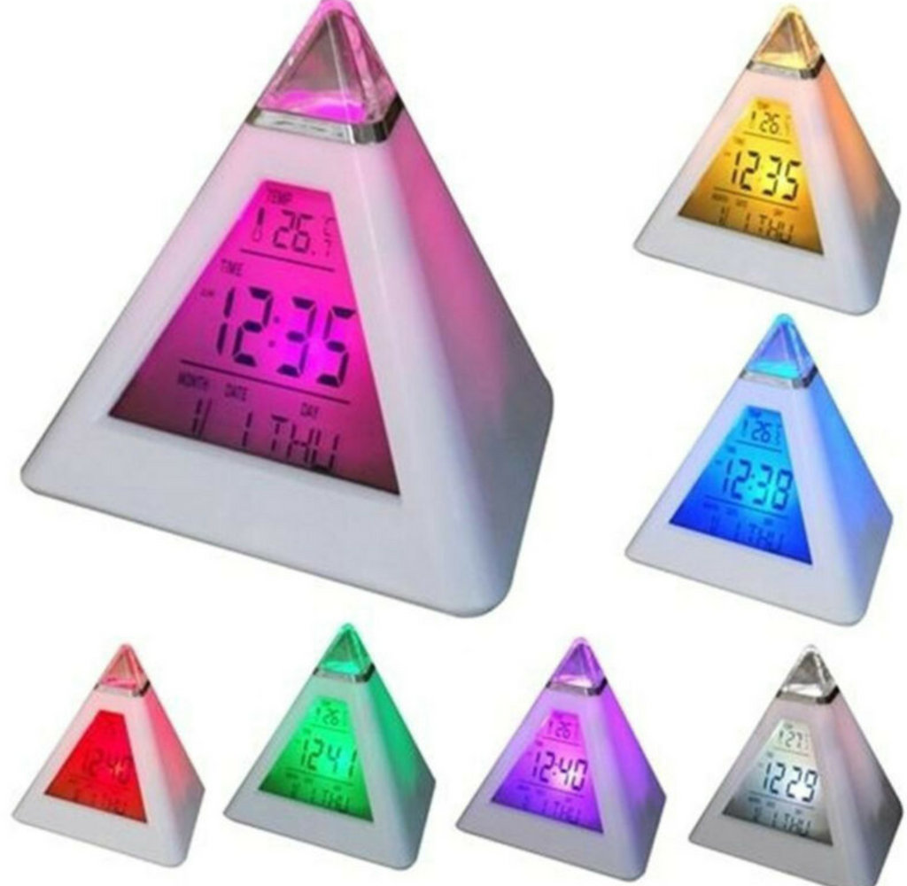 Mini LED Digital Pyramid Alarm Clock With Calendar and Thermometer